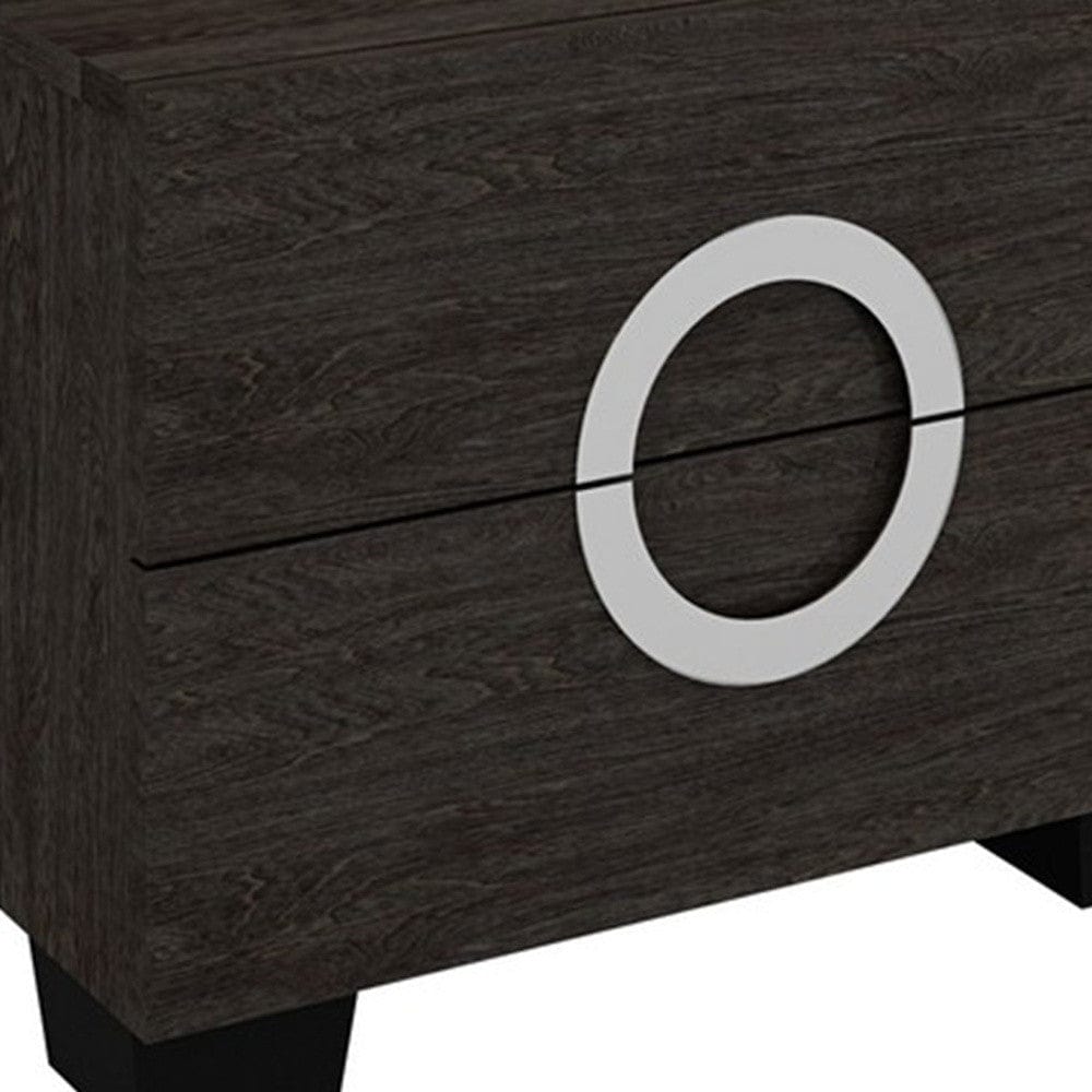 18" Dark Brown Two Drawers Manufactured Wood Mirrored Nightstand - Homeroots - Flyclothing LLC
