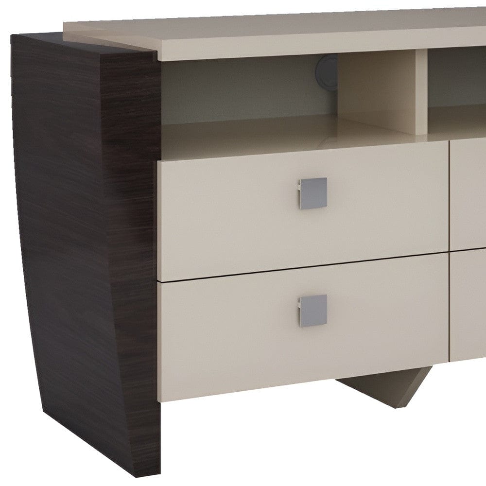 28" Refined Beige High Gloss Tv Entertainment Unit - Homeroots - Flyclothing LLC