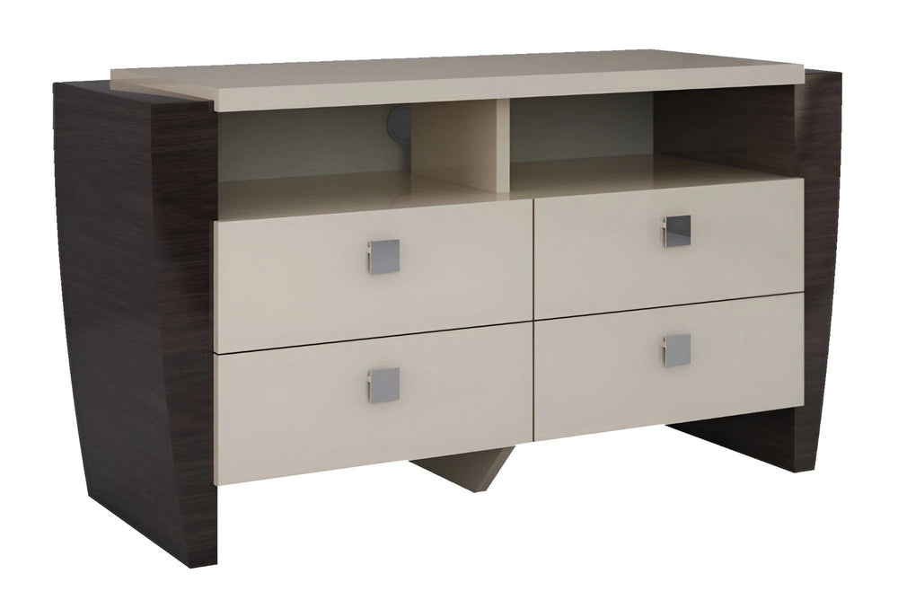 28" Refined Beige High Gloss Tv Entertainment Unit - Homeroots - Flyclothing LLC