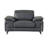 Three Piece Indoor Dark Gray Italian Leather Six Person Seating Set - Homeroots - Flyclothing LLC