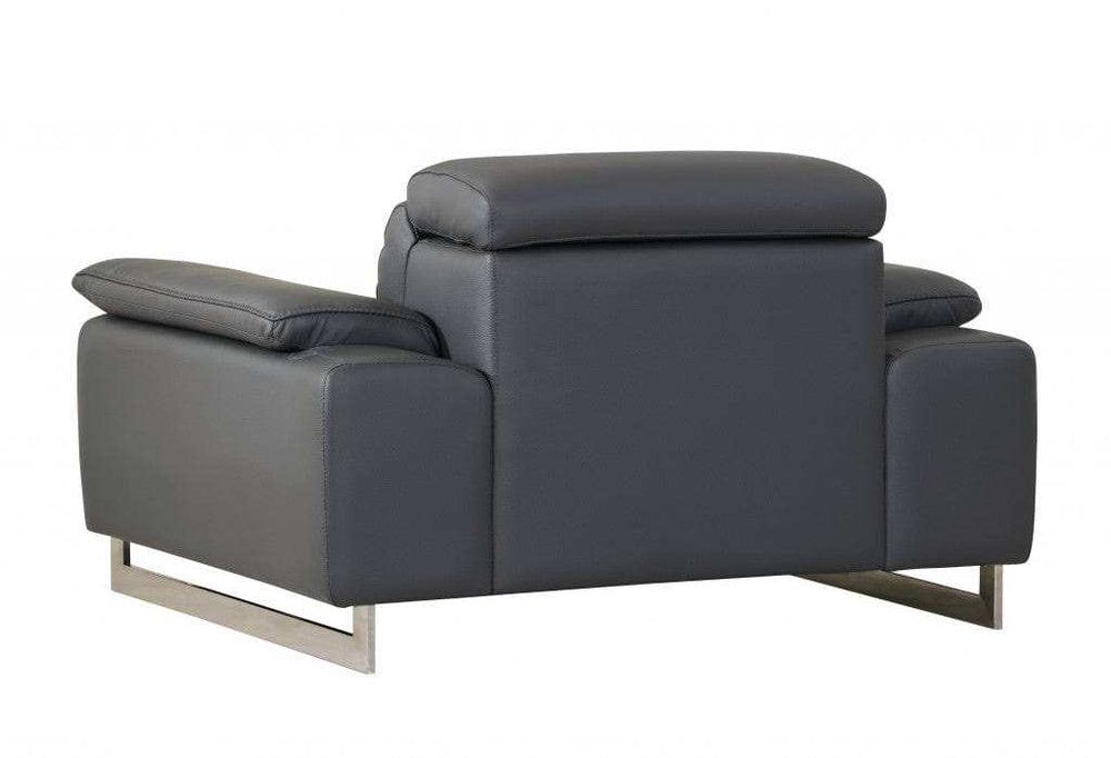 Three Piece Indoor Dark Gray Italian Leather Six Person Seating Set - Homeroots - Flyclothing LLC
