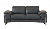 Three Piece Indoor Dark Gray Italian Leather Six Person Seating Set - Homeroots - Flyclothing LLC