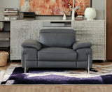 87" Gray And Silver Faux Leather Club Chair - Homeroots