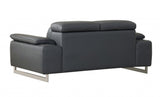 71" Dark Gray And Silver Genuine Leather Loveseat - Homeroots - Flyclothing LLC