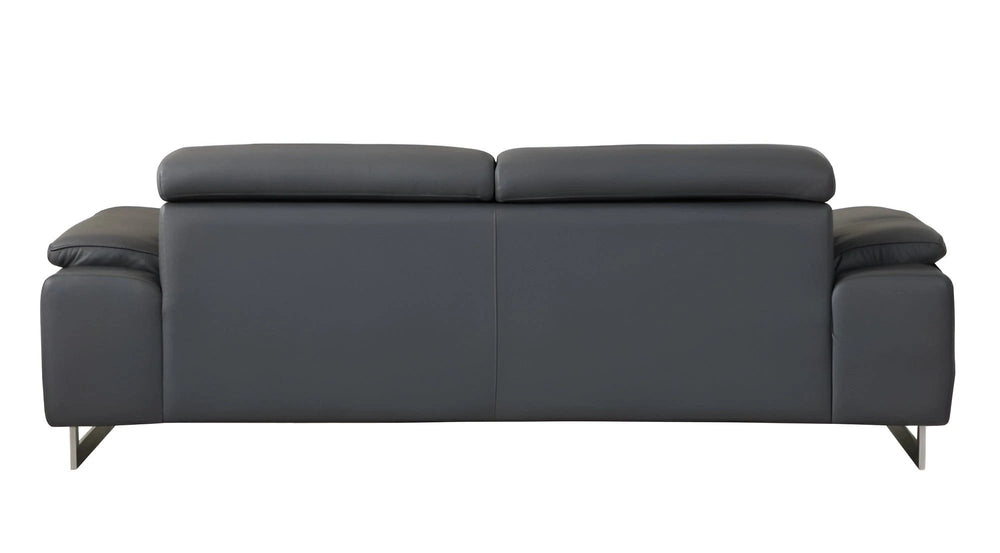 87" Dark Gray Italian Leather Sofa With Silver Legs - Homeroots - Flyclothing LLC
