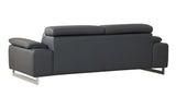 87" Dark Gray Italian Leather Sofa With Silver Legs - Homeroots - Flyclothing LLC