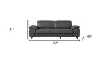 87" Dark Gray Italian Leather Sofa With Silver Legs - Homeroots - Flyclothing LLC
