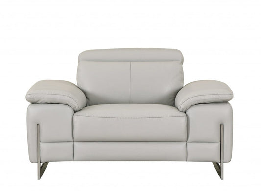 31" Light Grey Tasteful Leather Chair - Homeroots
