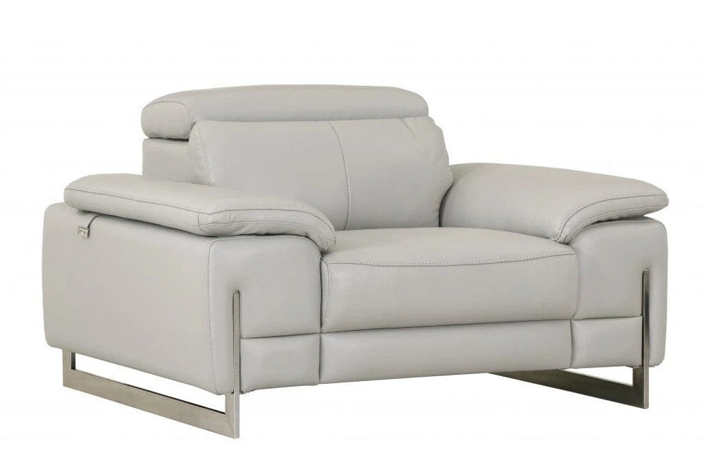 31" Light Grey Tasteful Leather Chair - Homeroots