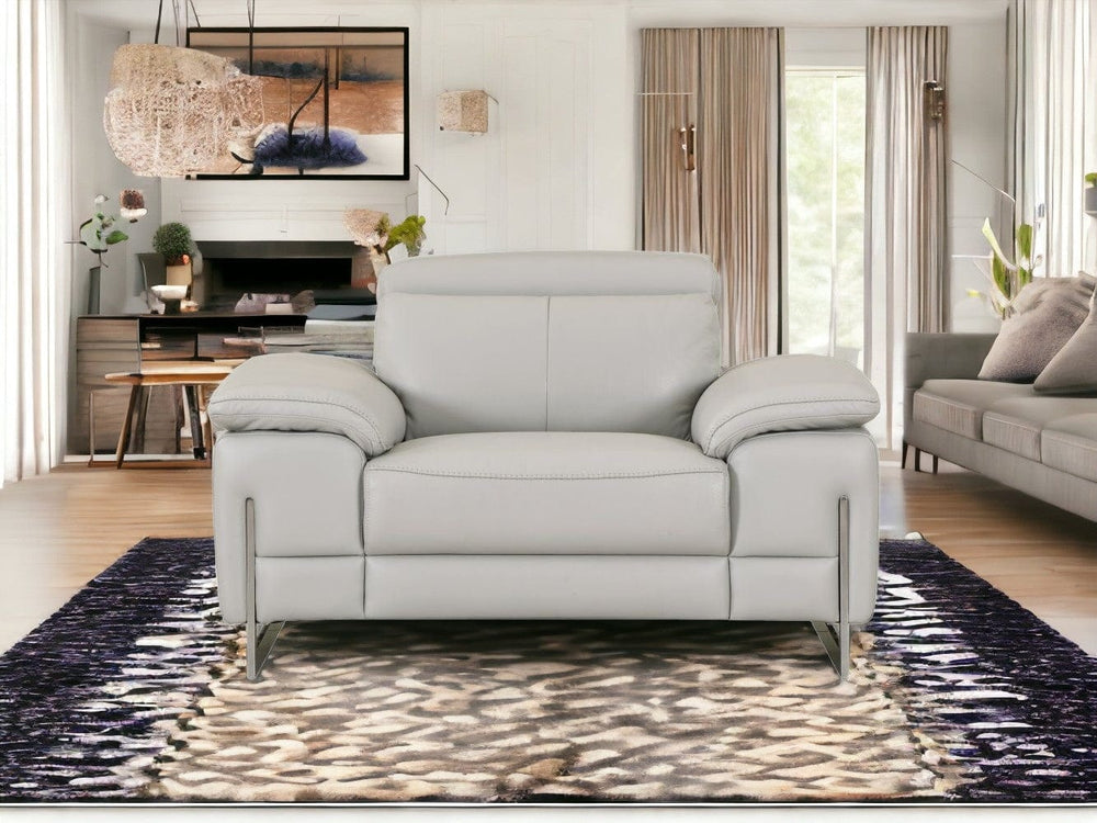 31" Light Grey Tasteful Leather Chair - Homeroots