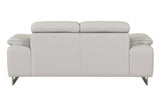 71" Light Gray And Silver Genuine Leather Loveseat - Homeroots - Flyclothing LLC