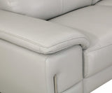 71" Light Gray And Silver Genuine Leather Loveseat - Homeroots - Flyclothing LLC