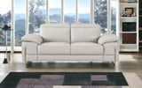 71" Light Gray And Silver Genuine Leather Loveseat - Homeroots - Flyclothing LLC