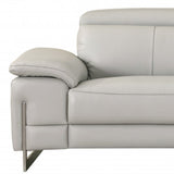 87" Light Gray Italian Leather Sofa With Silver Legs - Homeroots - Flyclothing LLC
