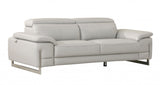 87" Light Gray Italian Leather Sofa With Silver Legs - Homeroots - Flyclothing LLC