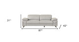 87" Light Gray Italian Leather Sofa With Silver Legs - Homeroots - Flyclothing LLC