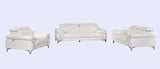 Three Piece Indoor White Italian Leather Six Person Seating Set - Homeroots - Flyclothing LLC
