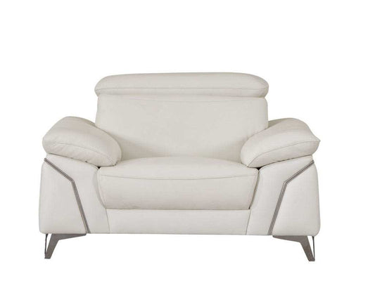 Three Piece Indoor White Italian Leather Six Person Seating Set - Homeroots - Flyclothing LLC