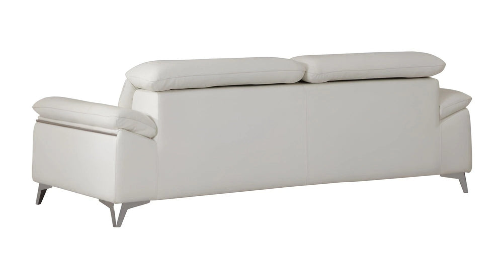 87" White Italian Leather Sofa With Silver Legs - Homeroots - Flyclothing LLC