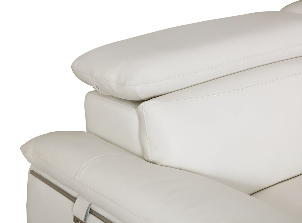87" White Italian Leather Sofa With Silver Legs - Homeroots - Flyclothing LLC