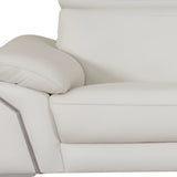 87" White Italian Leather Sofa With Silver Legs - Homeroots - Flyclothing LLC