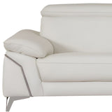 87" White Italian Leather Sofa With Silver Legs - Homeroots - Flyclothing LLC