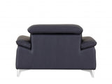 31" Navy Blue Genuine Italian Leather Chair - Homeroots
