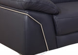 71" Navy Blue And Silver Genuine Leather Loveseat - Homeroots - Flyclothing LLC