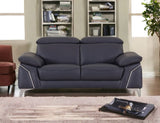 71" Navy Blue And Silver Genuine Leather Loveseat - Homeroots - Flyclothing LLC