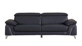 87" Blue Italian Leather Sofa With Silver Legs - Homeroots - Flyclothing LLC