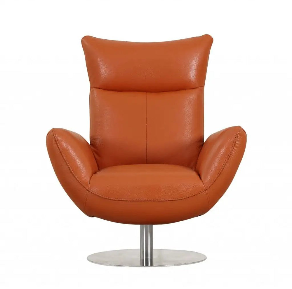 43" Orange Contemporary Leather Lounge Chair - Homeroots