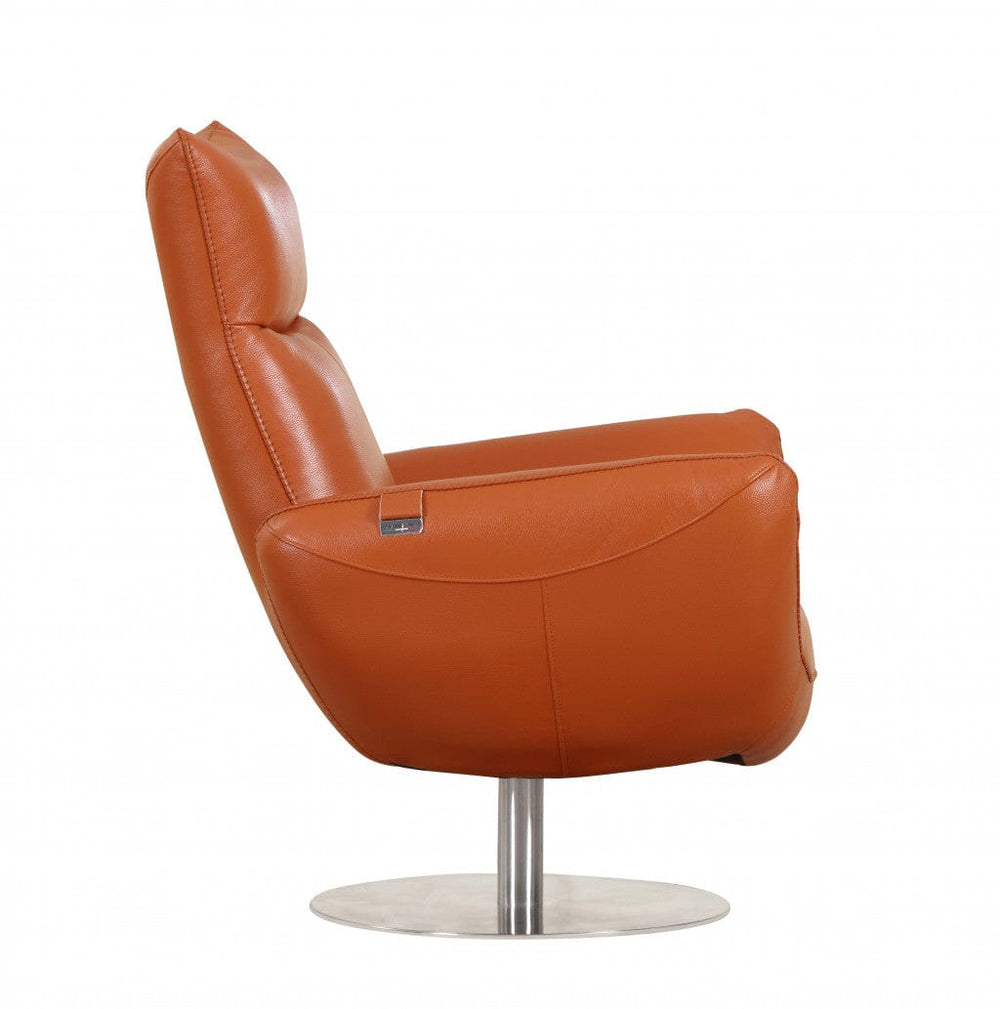 43" Orange Contemporary Leather Lounge Chair - Homeroots