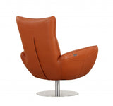 43" Orange Contemporary Leather Lounge Chair - Homeroots