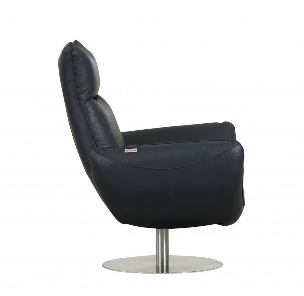 43" Navy Contemporary Leather Lounge Chair - Homeroots