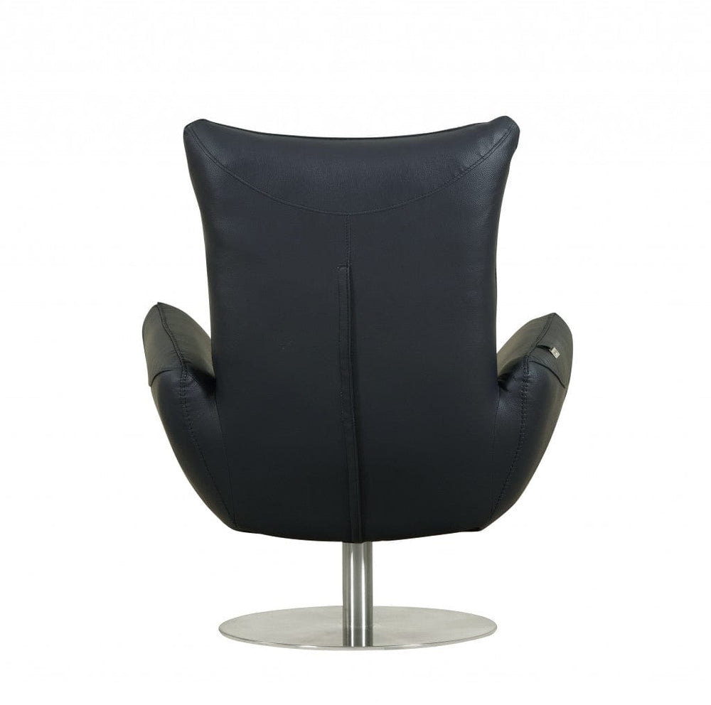 43" Navy Contemporary Leather Lounge Chair - Homeroots