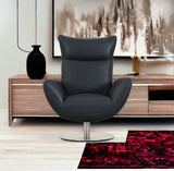 43" Navy Contemporary Leather Lounge Chair - Homeroots