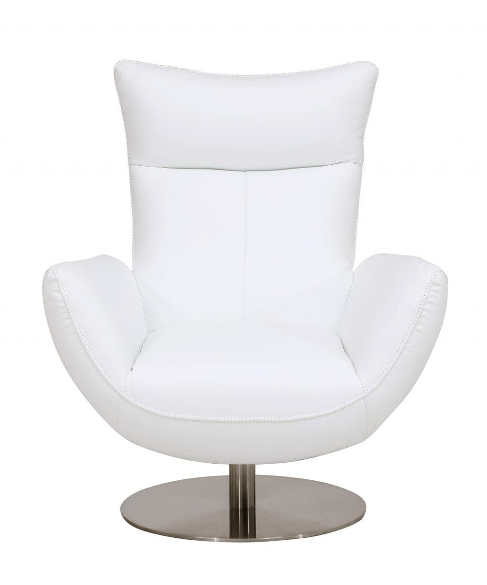 43" White Contemporary Leather Lounge Chair - Homeroots
