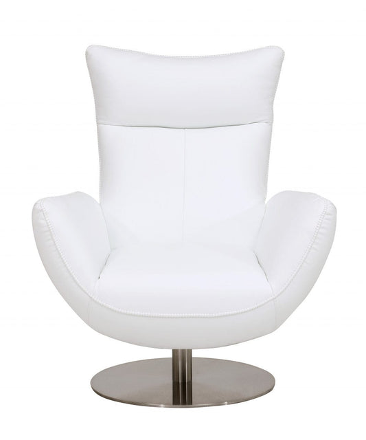 43" White Contemporary Leather Lounge Chair - Homeroots