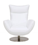 43" White Contemporary Leather Lounge Chair - Homeroots
