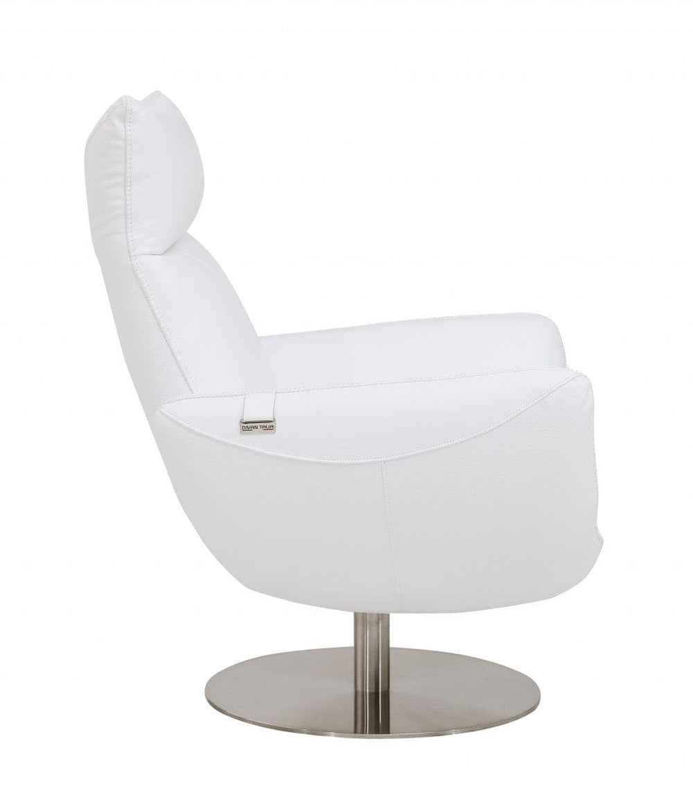 43" White Contemporary Leather Lounge Chair - Homeroots