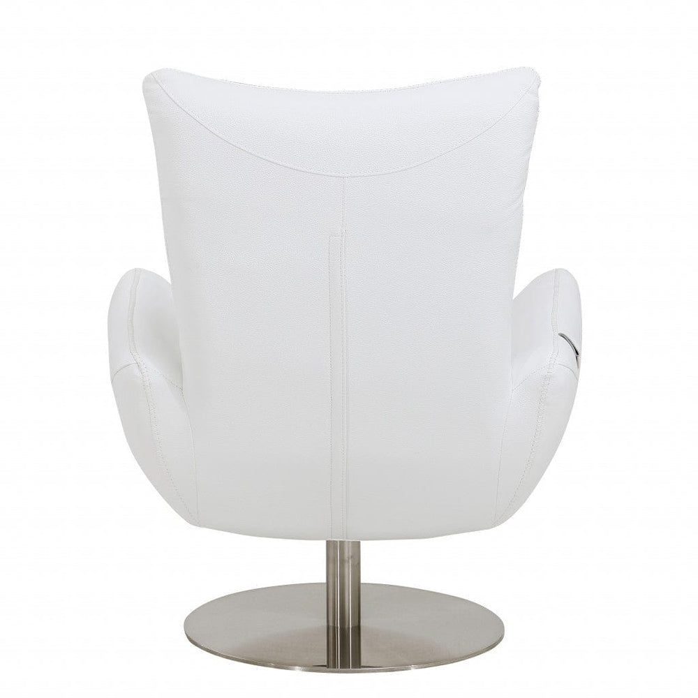 43" White Contemporary Leather Lounge Chair - Homeroots