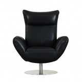 43" Black Contemporary Leather Lounge Chair - Homeroots