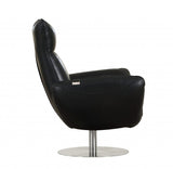 43" Black Contemporary Leather Lounge Chair - Homeroots