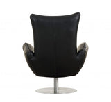 43" Black Contemporary Leather Lounge Chair - Homeroots