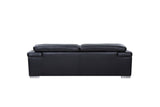 92" Black Italian Leather Sofa With Silver Legs - Homeroots - Flyclothing LLC