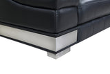 92" Black Italian Leather Sofa With Silver Legs - Homeroots - Flyclothing LLC