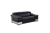 73" Black And Silver Genuine Leather Love Seat - Homeroots - Flyclothing LLC