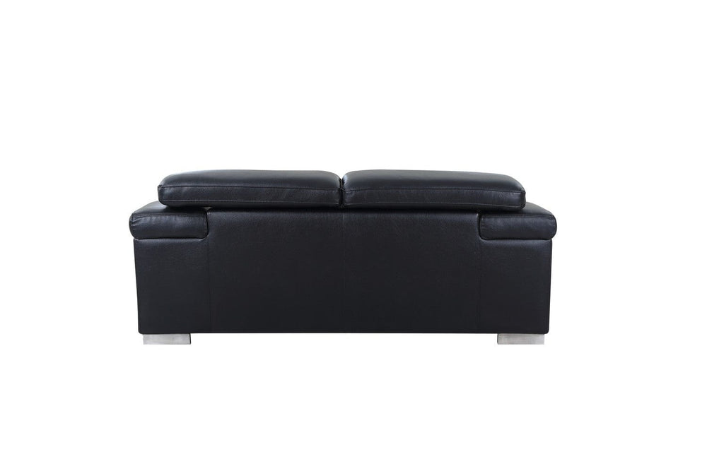 73" Black And Silver Genuine Leather Love Seat - Homeroots - Flyclothing LLC
