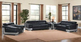 Three Piece Indoor Black Italian Leather Six Person Seating Set - Homeroots - Flyclothing LLC
