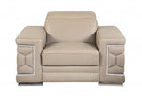 Three Piece Indoor Beige Italian Leather Six Person Seating Set - Homeroots - Flyclothing LLC